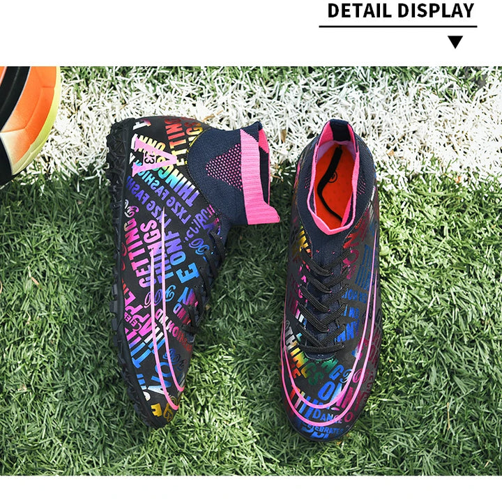 2025 New Hot Sale Football Boots Child Sneakers High Top AG Soccer Shoes Boys Outdoor Grass Training Shoes For Kids chuteiras de
