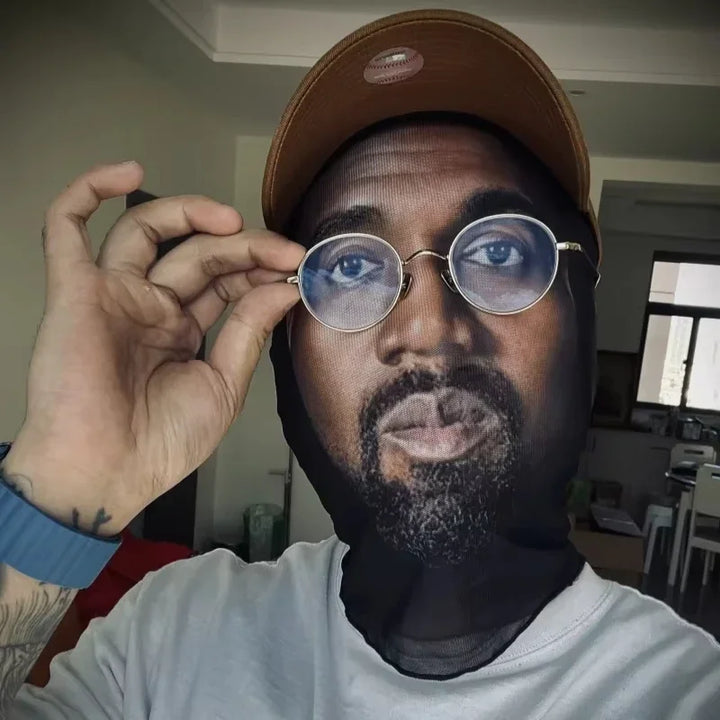 Cosplay Headwear Hip Hop Fashion Hood Hat Headgear New 3D Printed Kanye Mask Elastic Mesh Halloween Decor Full Face Mask Unisex