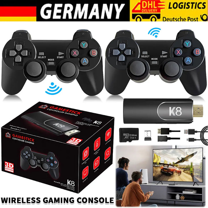 4K HD K8 Gamepad 64G Retro Video Game Console 40000+ Game 40+ Emulator Dual Wireless 2.4G Controller Retro Console Kids Gift Gam