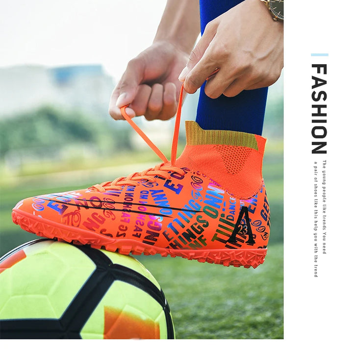 2025 New Hot Sale Football Boots Child Sneakers High Top AG Soccer Shoes Boys Outdoor Grass Training Shoes For Kids chuteiras de