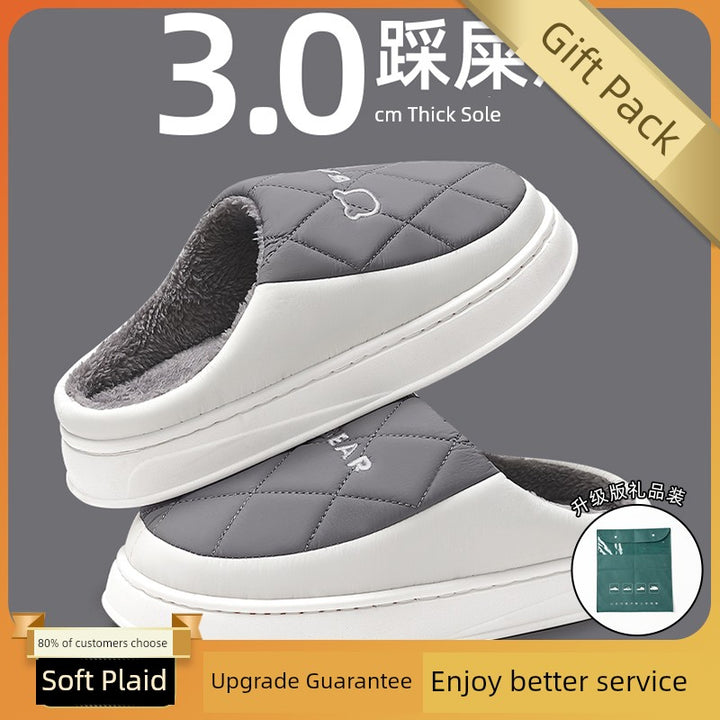 Waterproof Cotton Slippers Men Autumn and Winter 2025 New Arrival Indoor Home Non-Slip down Heattech Cotton Slippers Men's Winter