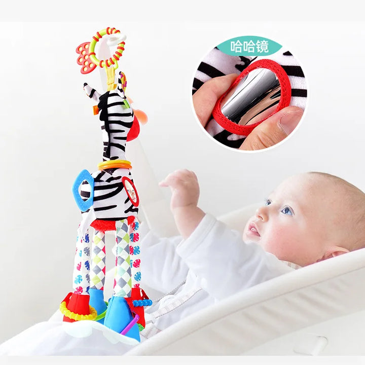 Soft Giraffe Zebra Animal Handbells Rattles Plush Infant Baby Development Handle Toys WIth Teether Baby Toy For Newborn Gifts