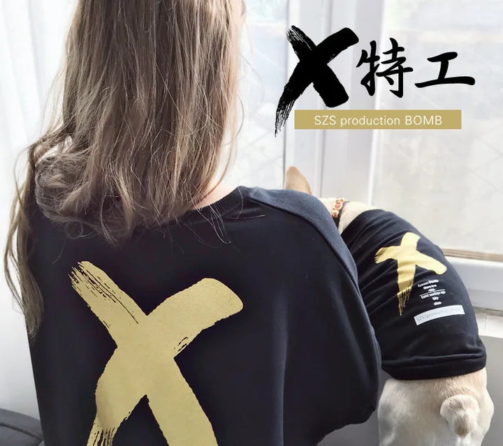 Pet Clothes  Dog Clothes Parent-child Wear Spring and Autumn Korean Version Printing Pure Cotton Two Colors Seven Sizes