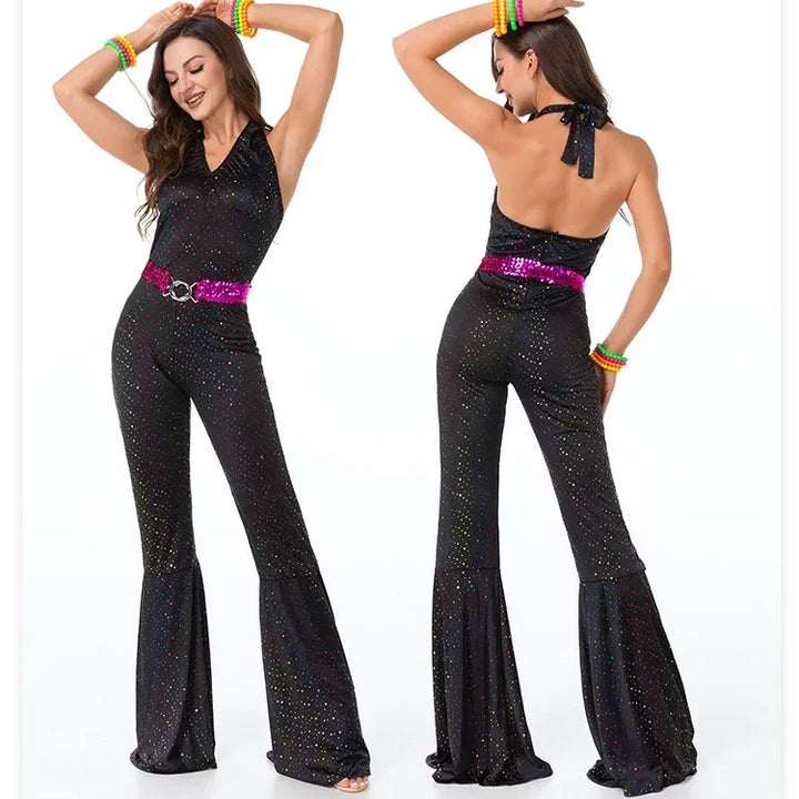 70's Disco Couple Costume Halloween Cosplay Costumes Vintage 80's Hippies Costume Men Women Music Festival Party Outfits