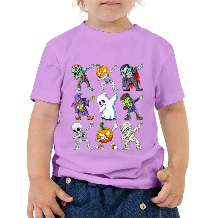 Kids Halloween T Shirt Skeleton Zombie Pumpkin Monster Dabbing T-Shirts Round Neck Funny Summer Halloween Boys Girls New Tshirt