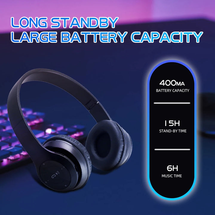 Bluetooth 5.0 Headsets Wireless Headphones 3.5MM Wired Earphones Support TF Card Foldable Noise Reduction For iPhone Xiaomi