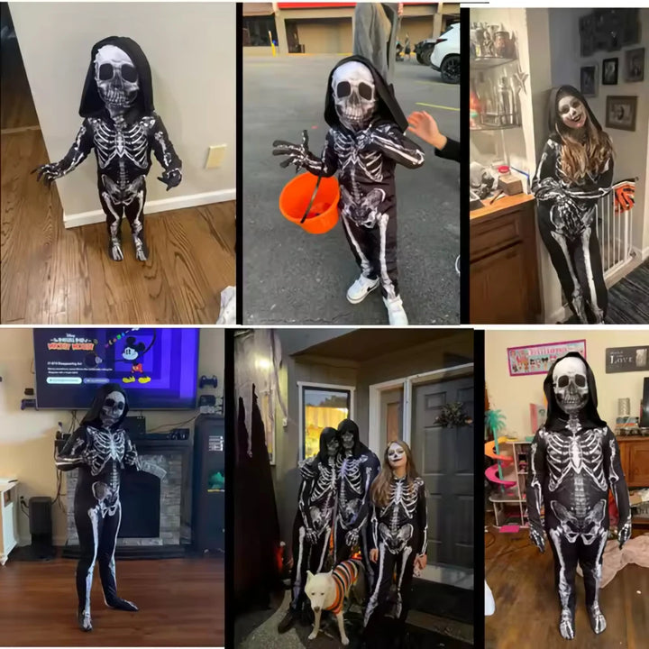 Halloween Skull Costume Children's Terror Dress Up Hooded Game Cosplay Holiday Gift Costume