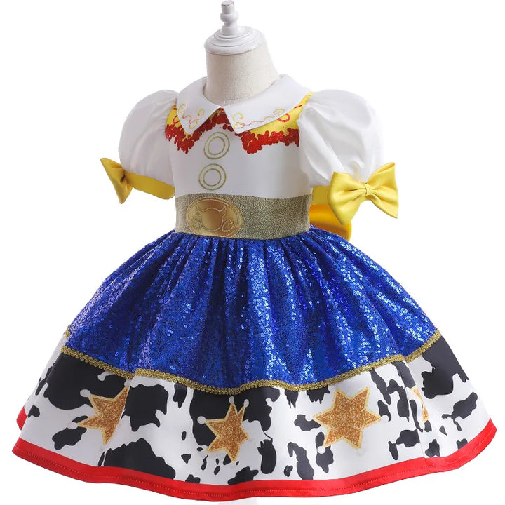 Halloween Boys Girls Children Bow Tie Ballet Skirt Denim Scarf Vest Clothes Princess Dress Toy Cartoon Role Playing Set Clothing