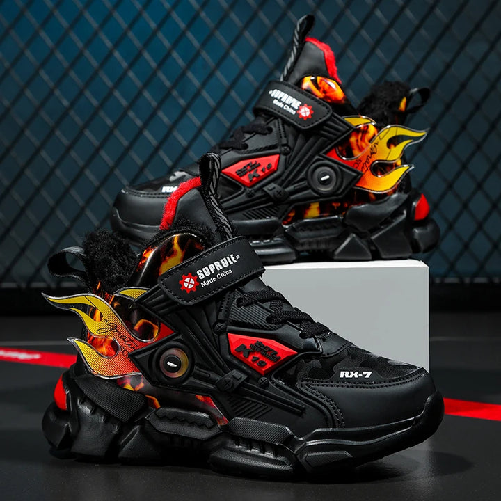 Winter Kids Shoes Boys Non-slip Sport Shoes Outdoor Snow Ankle Boots Waterproof Warm Sneakers Child High Top Cotton Casual Shoes
