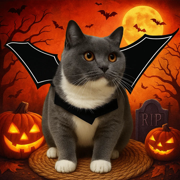 Halloween Cat Dress Up Costume Soft Adjustable Cats Bat Wing Cosplay Clothes Polyester Halloween Party Supplies Pet Supplies