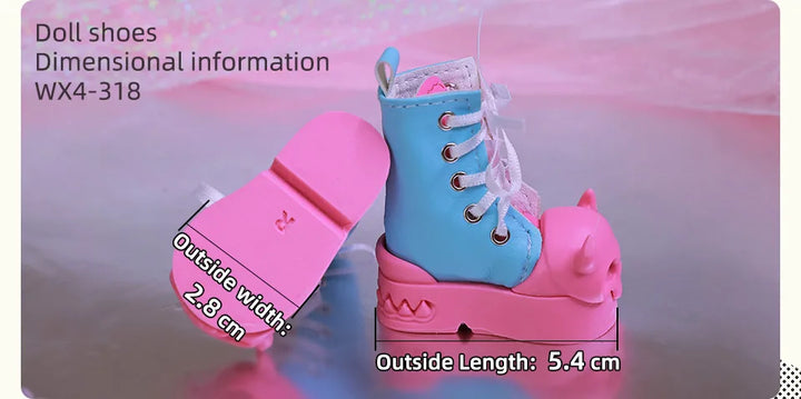Halloween BJD Shoes for 1/4 Minifee Activeline BJD Doll High Boots Black Pink Horn Skeleton Shoes for BJD Accessories WX4-318