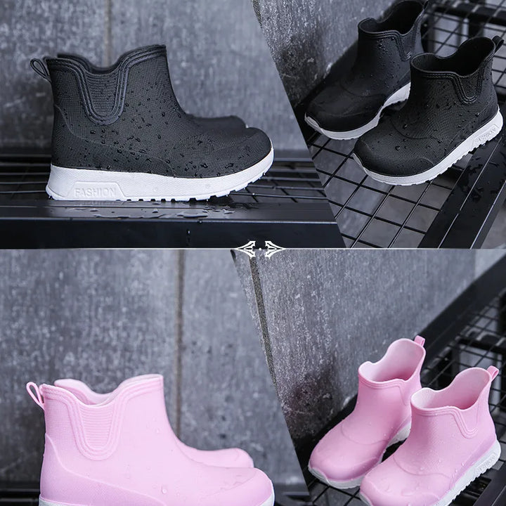 Kid's Rain Boots Anti Slip Waterproof Water Boots Boys Girls Solid Slip on Rubber Shoes Versatile Outdoor Children's Sneakers