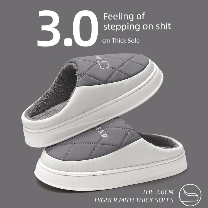 Waterproof Cotton Slippers Men Autumn and Winter 2025 New Arrival Indoor Home Non-Slip down Heattech Cotton Slippers Men's Winter