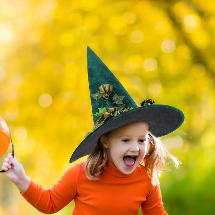 Green Festival Halloween Party Witch Hat Costume Accessory Wide Brim Cosplay nament Comfortable Headwear Decoration Prop