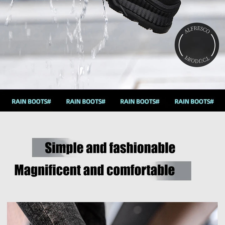Women Waterproof Boots New Style Elastic Mouth Ankle Boots Mid Top Rain Shoes Non Slip Outdoor Indoor Chelsea Water Boot Woman