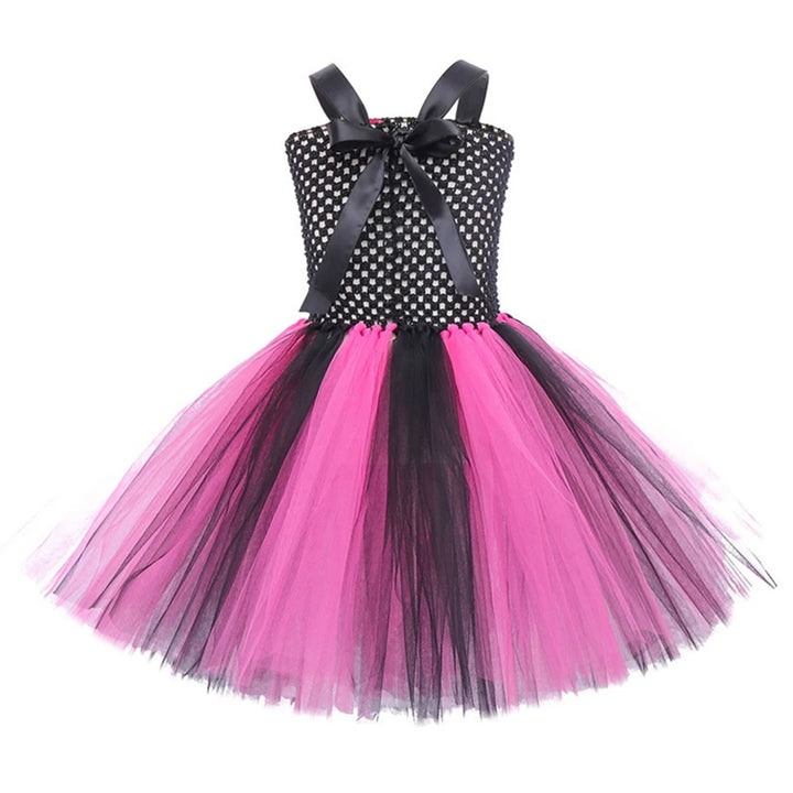 Halloween Kids Dress Cosplay Heart Print Skeleton Costumes Girls Floral Skull Tutu Clothes Children Carnival Performance Outfits