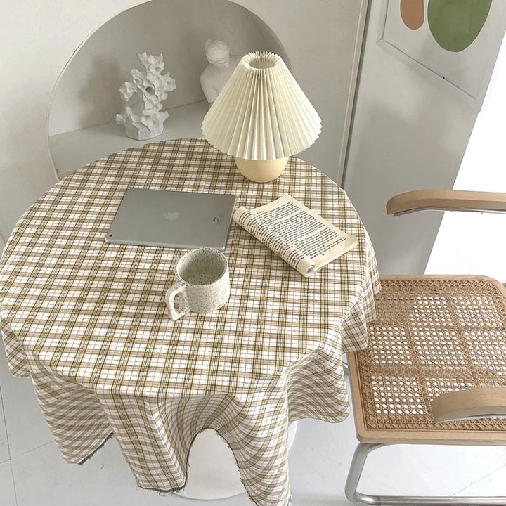 Dustproof Plaid Table Cloth Korean Tablecloth Simple Dining Desk Cover Rectangle Photo Background Cloth Living Room Decor 식탁보