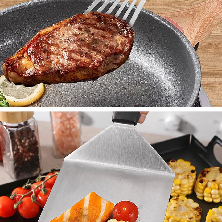 Kitchen Stainless Steel Scraper Cooking Spatula Barbecue Spatula Plate Barbecue Spatula Hamburger Spatula Cooking Utensils
