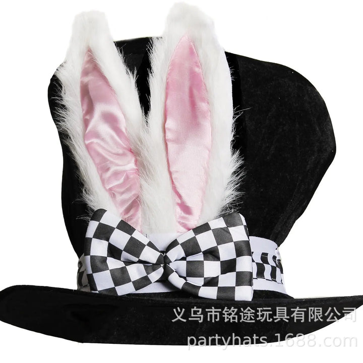 Halloween Easter White Rabbit Top Hat Alice Cosplay Bunny Bowler Men Women Magician Costume Accessory Suit Fairy Tale Tea Party