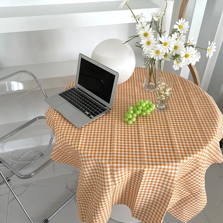Dustproof Plaid Table Cloth Korean Tablecloth Simple Dining Desk Cover Rectangle Photo Background Cloth Living Room Decor 식탁보