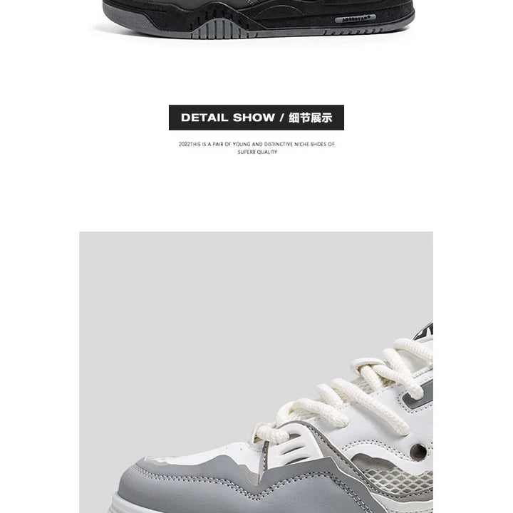 Men's Vulcanized Shoes Trendy Personalized Teenagers Casual Shoes Round Toe Lace-Up Plus Size Platform Shoes Men Shose For Sale
