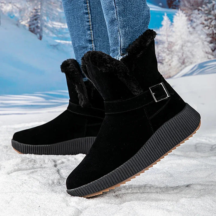 New Fashionable Bow Round Toe Elegant Snow Boots Winter Flat Wear-resistant Soft Students Plus Velvet Warm Women's Shoes