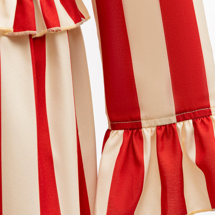 Halloween Funny Clown Cosplay Costume For Children Red Striped Jumpsuit Boys Girls Party Dresses Up Ruffle Girl Clothes Outfits
