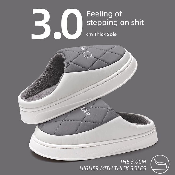 Waterproof Cotton Slippers Men Autumn and Winter 2025 New Arrival Indoor Home Non-Slip down Heattech Cotton Slippers Men's Winter