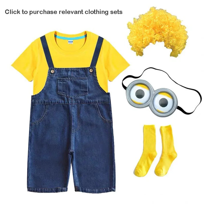 Halloween Party Costumes Little Yellow Man Cosplay Movie Cartoon Funny Dress Up Magical Thief Dad Gray Striped Scarf