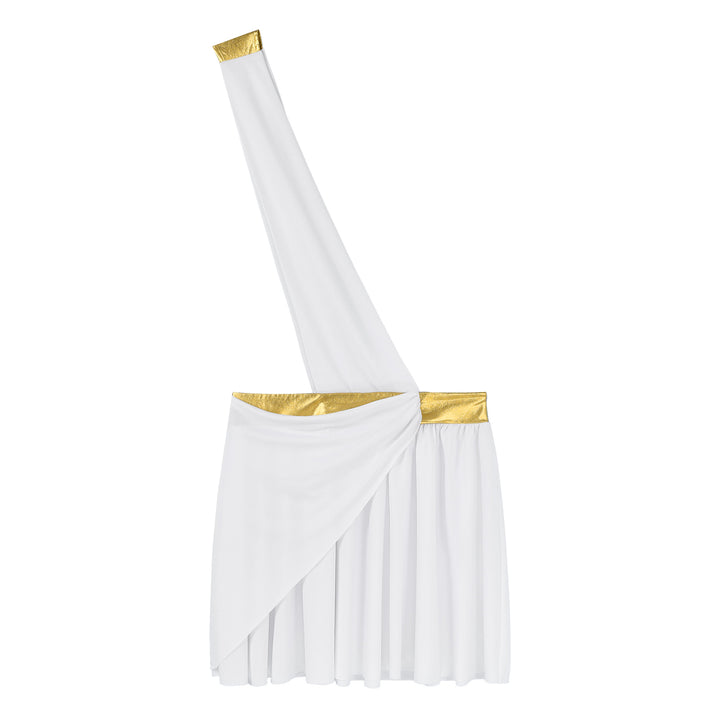 Halloween Ancient Greek Warrior Cosplay Costume Mens One Shoulder Strap Contrast Color Ruffle Skirt Carnival Theme Party Wear