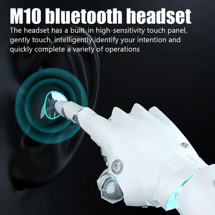 Original M10 Wireless Bluetooth Headset  Earphones Bluetooth Headphones with Mic Earbuds  Charger Box LED Display Fone