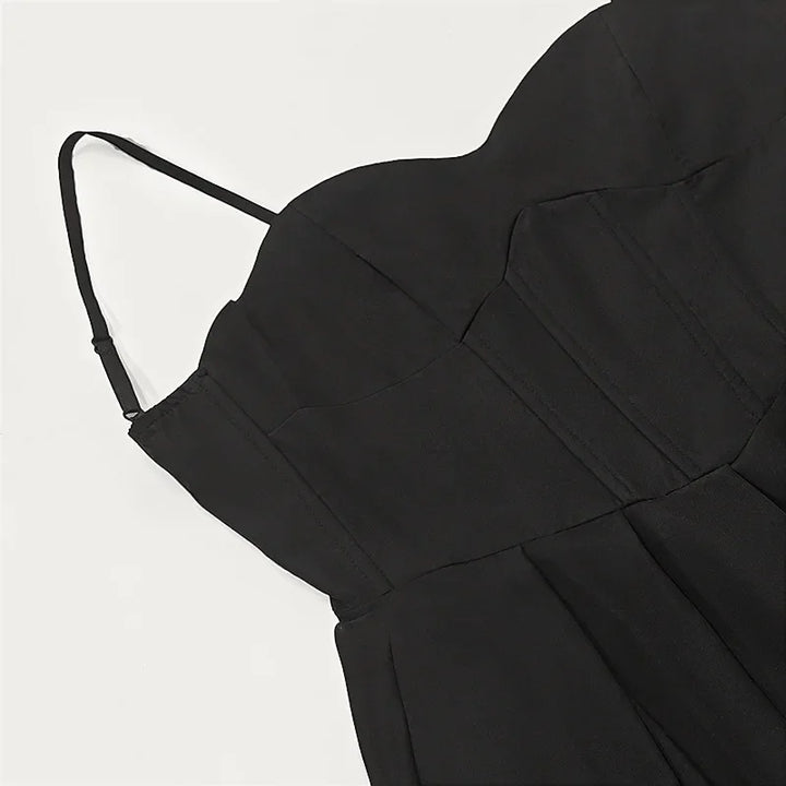Sexy V-Neck Tank Long Dress Black Open-Back Sexy New Arrival Fashion French Style Cross-Border Design
