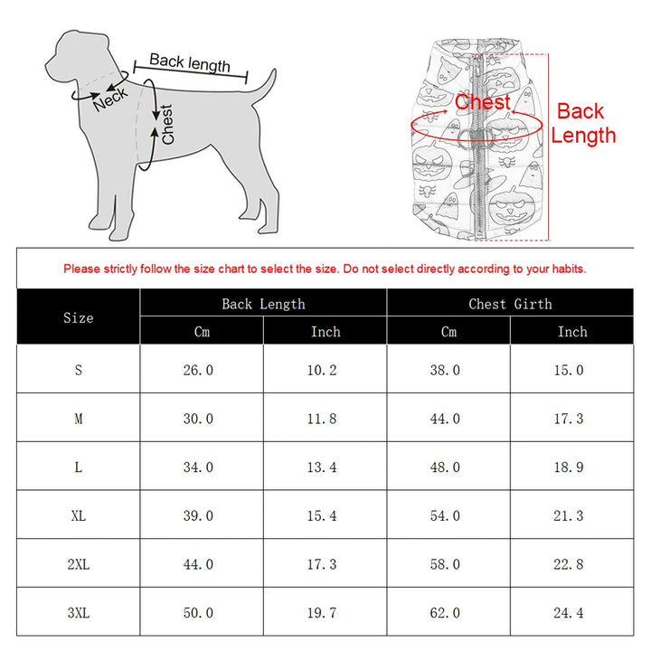 Halloween Dog Clothes Winter Warm Puppy Vest Jacket For Small Dogs Cats Outdoor Waterproof Pet Coat Chihuahua Costume Apparel