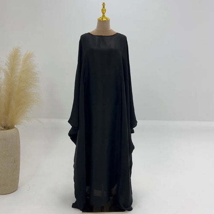 Tossy Autumn Loose Shiny Maxi Dress Butterfly Batwing Long Sleeve Muslim Clothes Party Solid Female Long Dress New