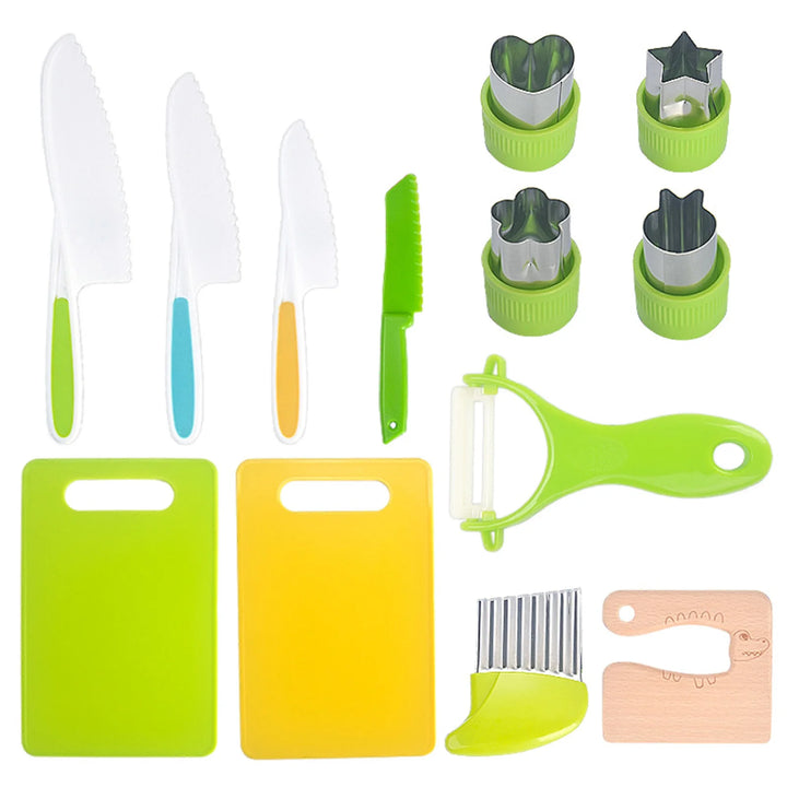 Plastic Kitchen Tools for Kids Cutting Board Knife Set Children Safety Cooking Tools for Picnics Camping Use