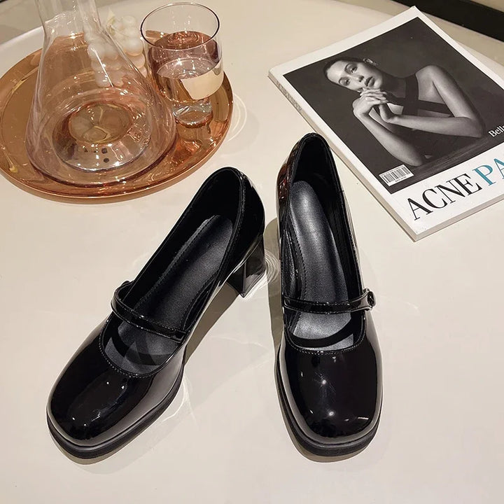 Women's Dresses Leather Shoes New Spring Autumn Women's Loafers Fashion Catwalk Versatile Mary Jane Shoes Ladies High Heel Shoes