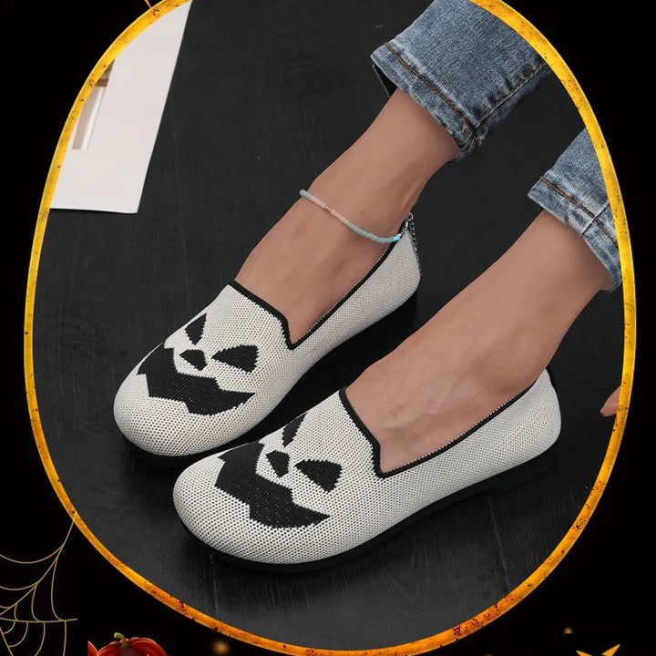 2024 New Women's Shoes Halloween Pumpkin Casual Flat Shoes Single Lightweight, Breathable, Fashionable Cloth Shoes