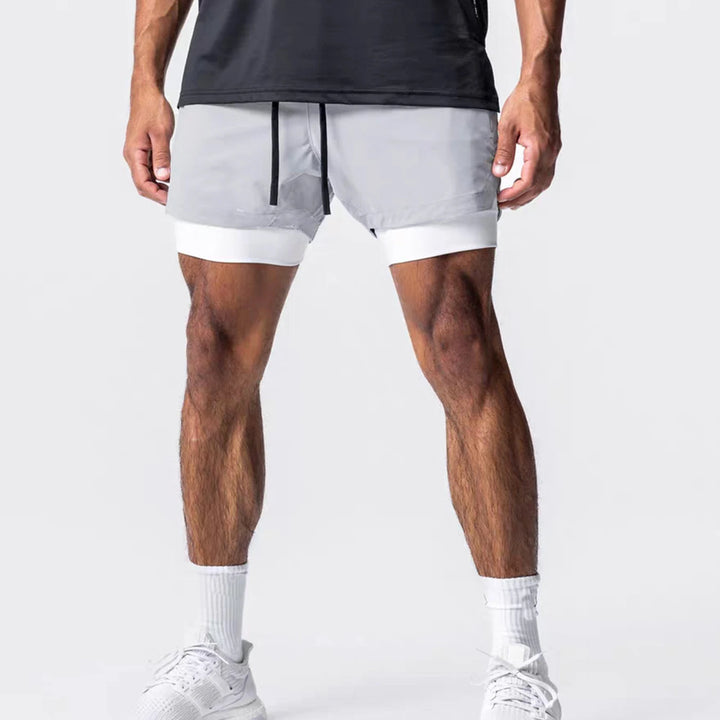 Sports shorts for men, double layered, quarter quick drying, elastic basketball, running training equipment, deep squat fitness,
