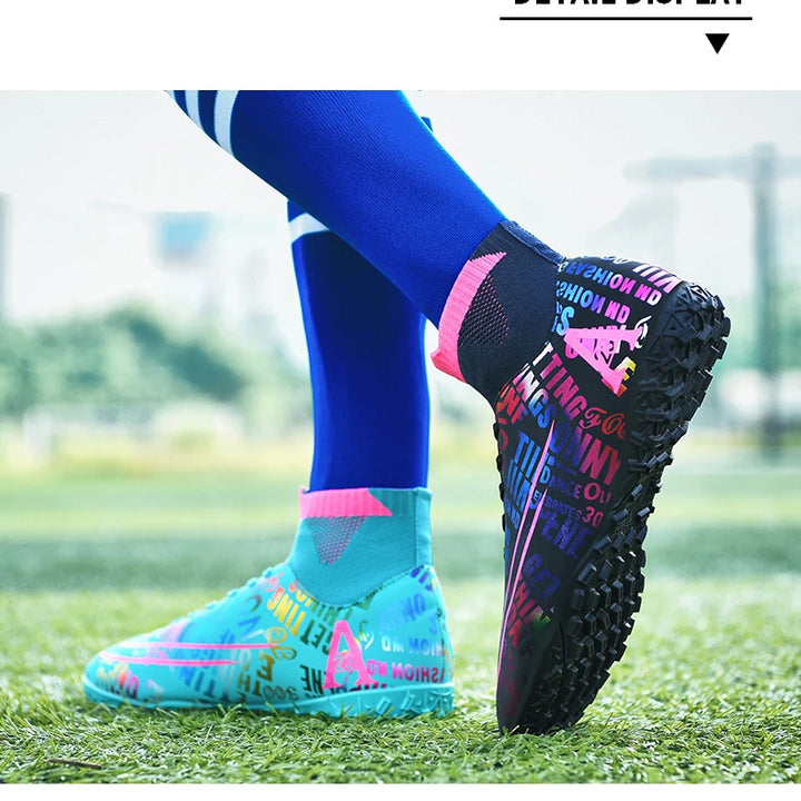 2025 New Hot Sale Football Boots Child Sneakers High Top AG Soccer Shoes Boys Outdoor Grass Training Shoes For Kids chuteiras de