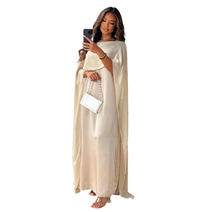 Chiffon Temperament O-neck Long High Waist Party Muslim Dress Dubai Abayas Evening Dress
