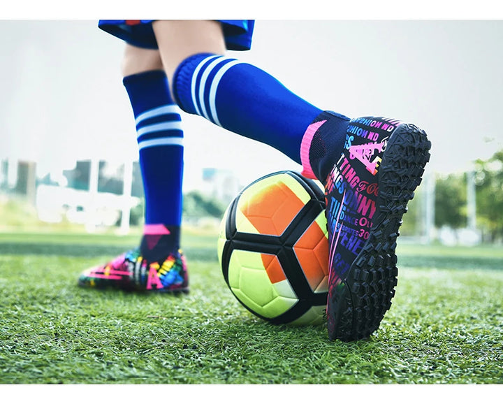 2025 New Hot Sale Football Boots Child Sneakers High Top AG Soccer Shoes Boys Outdoor Grass Training Shoes For Kids chuteiras de