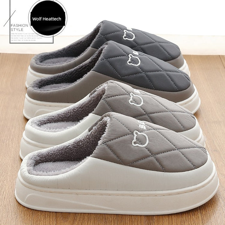 Waterproof Cotton Slippers Men Autumn and Winter 2025 New Arrival Indoor Home Non-Slip down Heattech Cotton Slippers Men's Winter