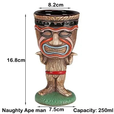 Tiki Mugs Ceramic Hawaiian Luau Party Mugs Drinkware, Cute Exotic Cocktail Glasses, Tiki Bar