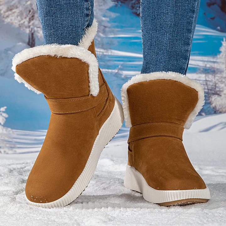 New Fashionable Bow Round Toe Elegant Snow Boots Winter Flat Wear-resistant Soft Students Plus Velvet Warm Women's Shoes