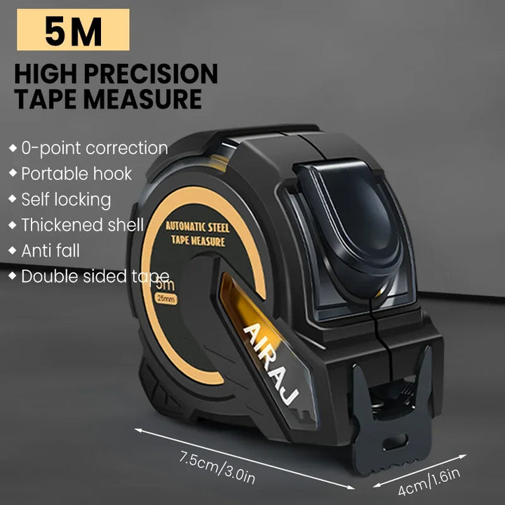 AIRAJ 3M to 10M Metric Self-Locking Tape Measure with Rubberized Coating, High - Precision Straightedge Measuring Tool Hand Tool