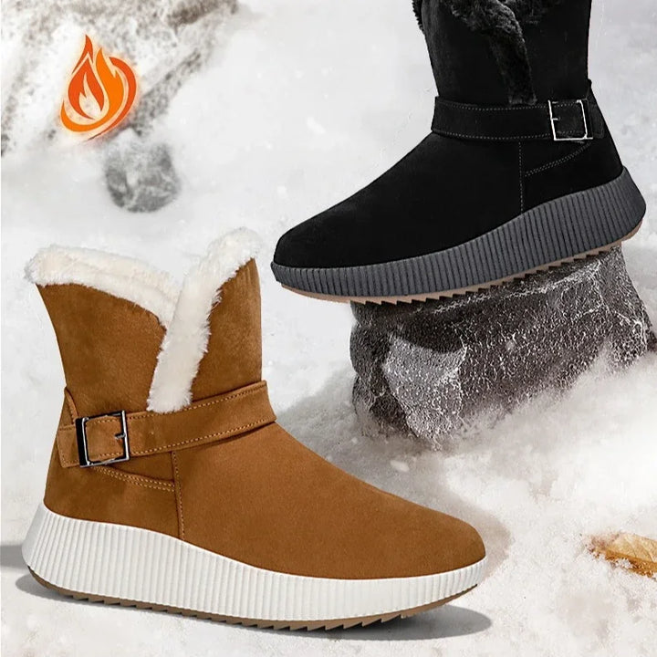 New Fashionable Bow Round Toe Elegant Snow Boots Winter Flat Wear-resistant Soft Students Plus Velvet Warm Women's Shoes