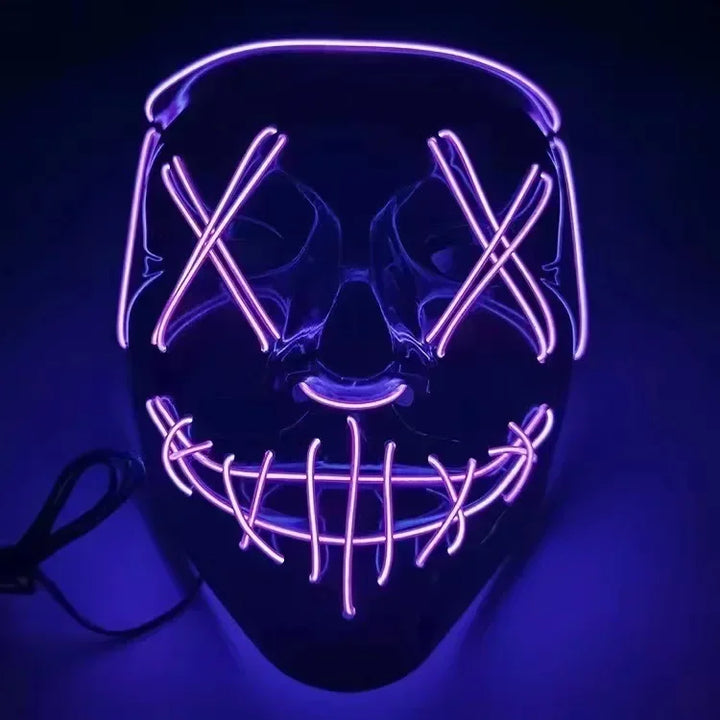 Halloween Party LED Illuminated Black V Shape Mask Haunted House Bar Party Cos Light Up Mask Halloween Party Scary Mask Decor