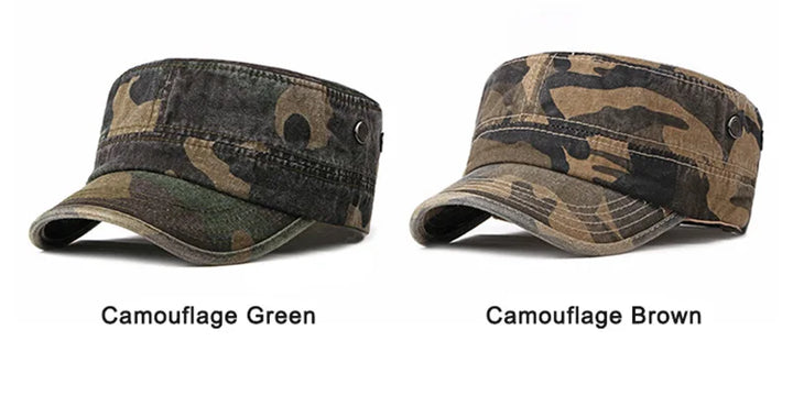 Vintage Camouflage Hats for Men Women Spring Summer Flat Top Baseball Caps Outdoor Camo Cadet Combat Fishing Cap Sunscreen Cap