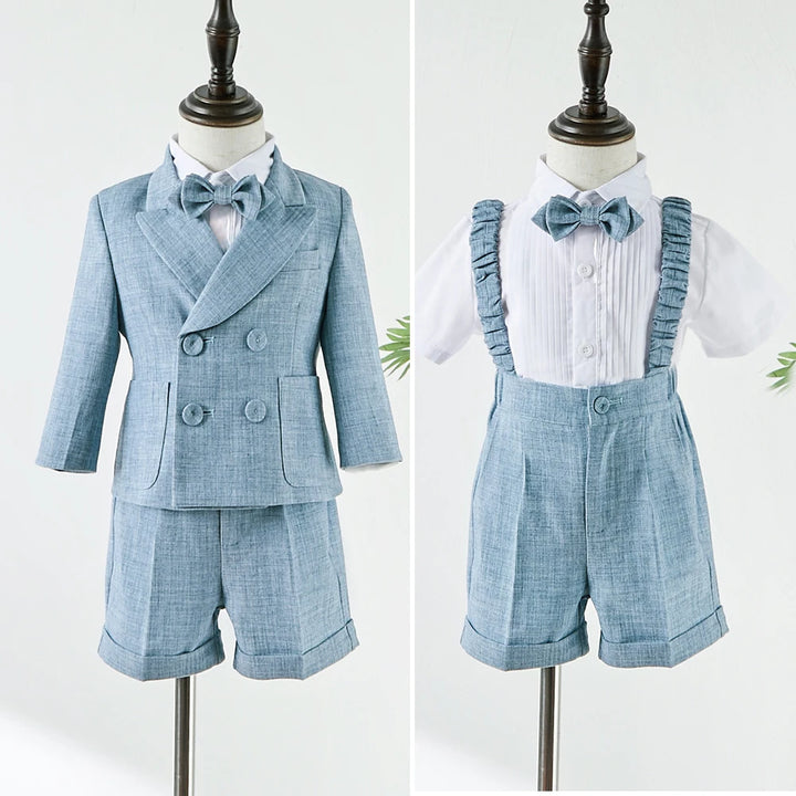 Baby Photograph Kids Clothes Sets Boy Suits Gentleman Suit Set Blazer Overalls Bow tie For Kids Wedding Party Birthday Costume