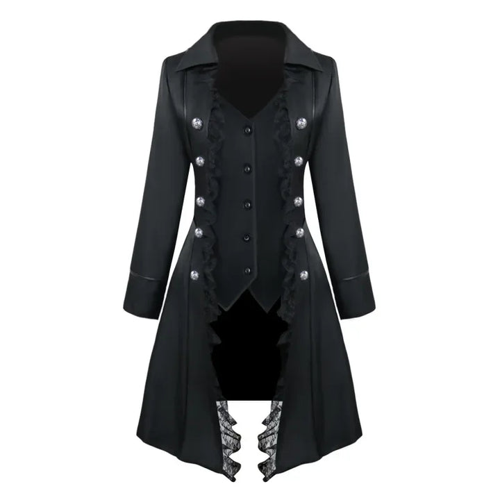 Halloween Cosplay Costumes Medieval Victorian Women Outwear Steampunk Gothic Tailcoat Button Retro Lace Long Pirate Jackets Coat